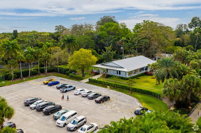 Aerial view of Flamingo Gardens Botanical Garden in Cooper City, FL.