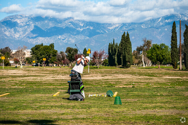 Hit the driving range at Whispering Lakes Golf Course in Ontario Ranch and practice your swing.