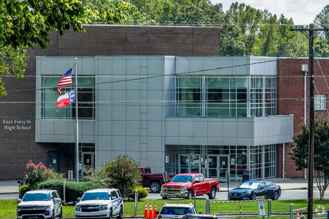 The East Forsyth High School entrance in Kernersville, NC.