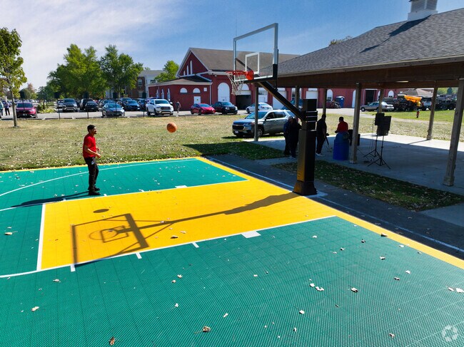 Enjoy a game of basketball right next to Grotto Garden.