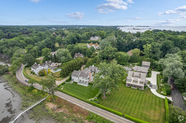 The neighborhood of Darien is full of waterfront homes and well landscaped lots.