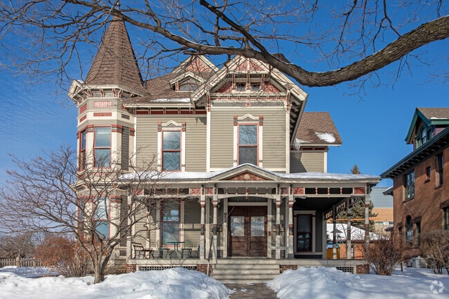 Victorian-style homes add timeless charm to the Hawthorne neighborhood.