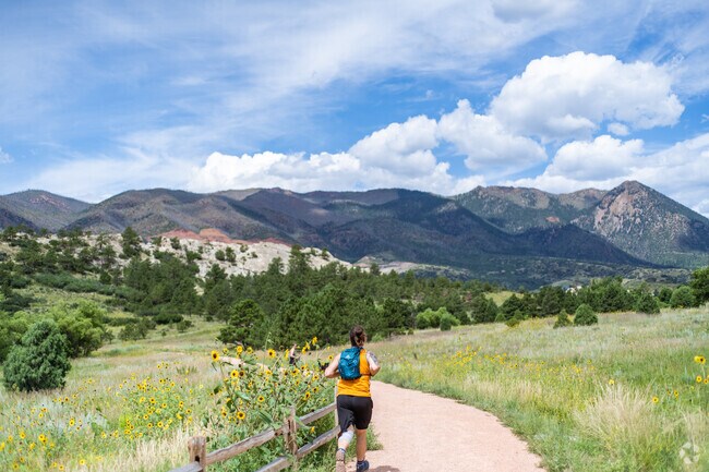 Hikers explore Ute Valley Park just north of Pine Cliff in Colorado Springs.