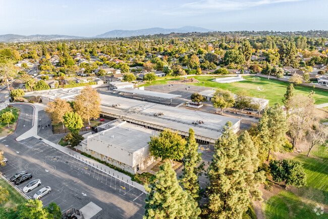 Hermosa Drive Elementary from above the city of Fullerton.