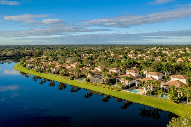 Many small waterway systems surround the residential homes of Mirasol in Palm Beach Gardens, FL.