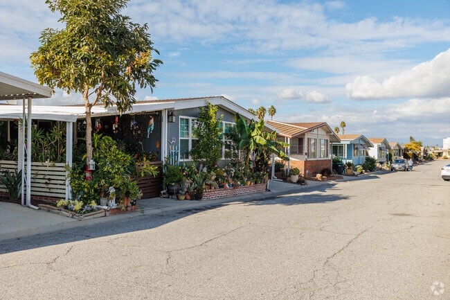 Many residents grow a garden in front of their manufactured homes in Rancho Dominguez.