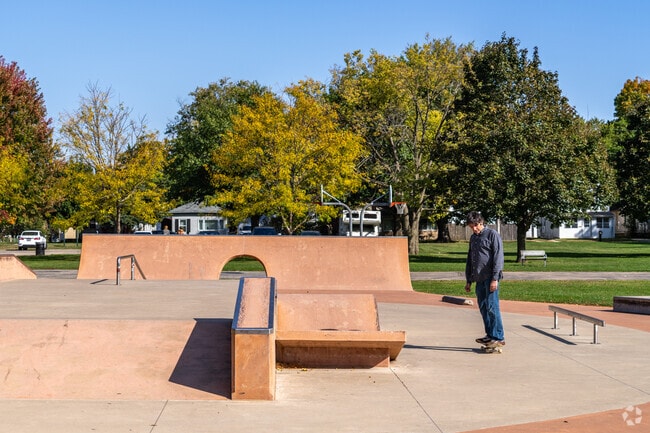 The skate park at Bond Park has ramps, rails and jumps.
