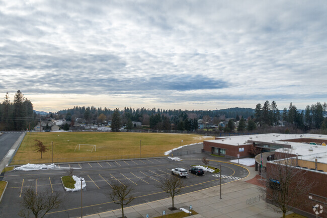 Meadow Ridge Elementary has a small playground behind the school.