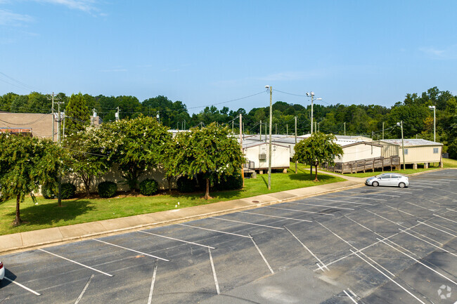 Idlewild Elementary School exterior classrooms in Charlotte, NC.