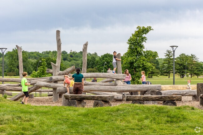 The natural playground at Des Moines Water Works Park near Linden Heights.