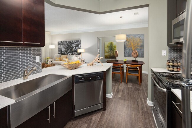 Our chef-inspired kitchens feature stainless steel appliances.