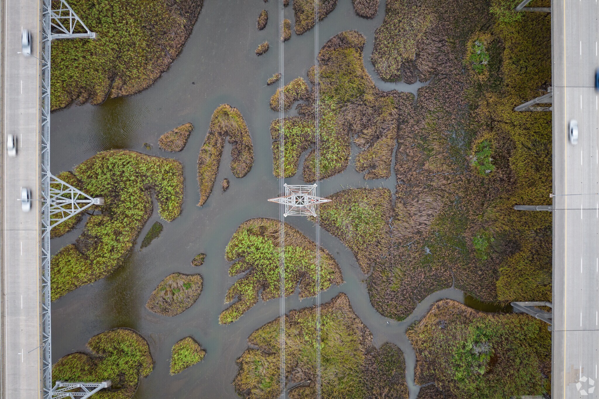 Highways running through the bayou's of the Gulf Coast.
