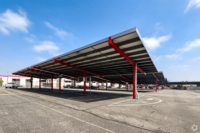 Solar panels power Etiwanda High from the parking lots.