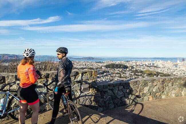 Cyclists love Twin Peaks for its many hilly streets and sweeping views.