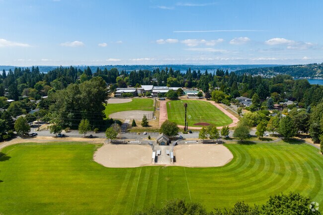 Get a work out surrounded by beautiful nature at Crestwood Park Athletic Fields in Norkirk.