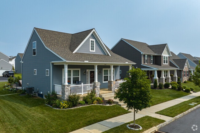 New traditional-style homes in Sadsbury often feature large front porches.
