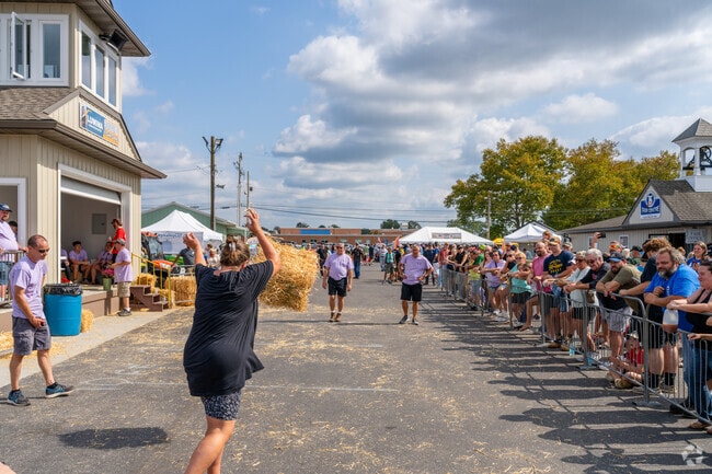 Hay bail tossing contests are held at the Oley Valley Fair to test the strongest.