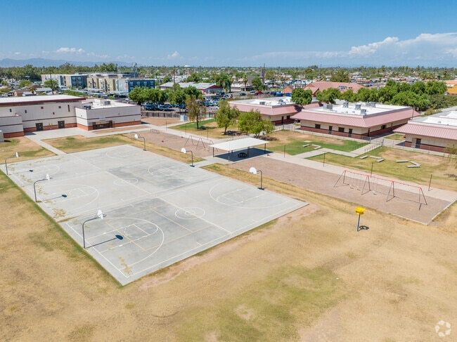 There are multiple basketball courts for students to use at Cartwright School.
