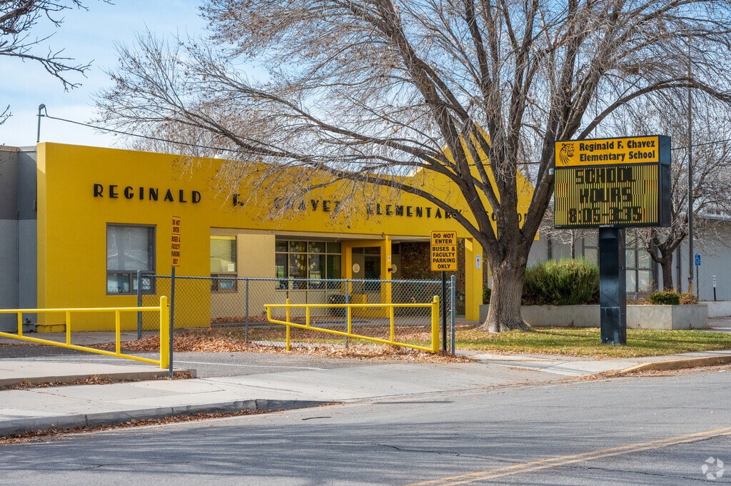 The front entrance to Reginald Chavez Elementary.