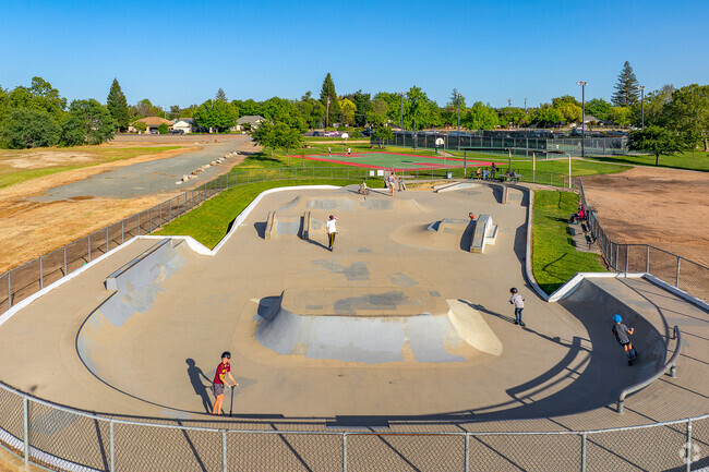 Youth from around Woodside come to Johnson Springview Skatepark to practice tricks.