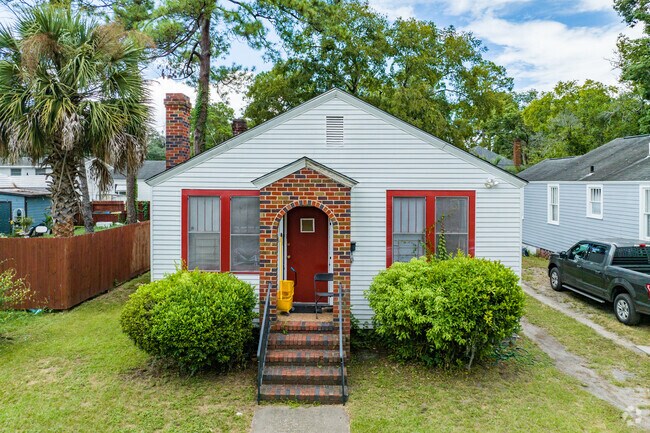Homes in the neighborhood feature brick chimneys.