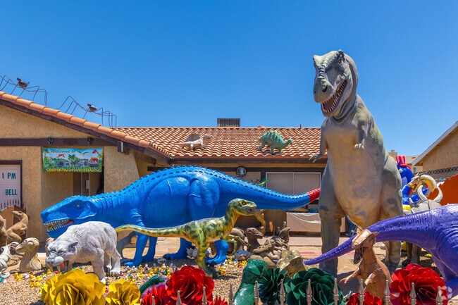 The Dinosaur House is a unique home offering prehistoric tours only found in Highland Hills.