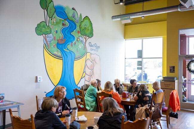 Residents can swing by Red River Coffee for a morning brew.