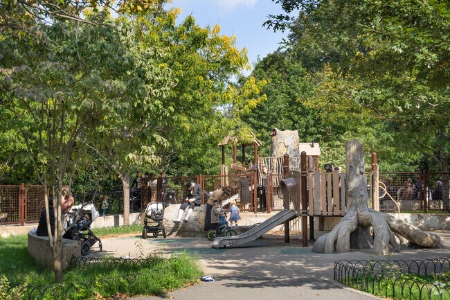 The modern playground at Gravesend Park has fun for every age.