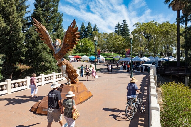 Creekwalk in Downtown Vacaville is the entrance to the Vacaville Farmers Market.