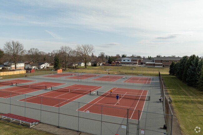 Tennis courts at Shelby High School in Shelby, Ohio.