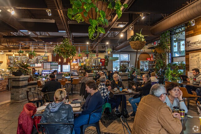 The coffee is delicious and the space is green and inviting at Blum in Greenfield.