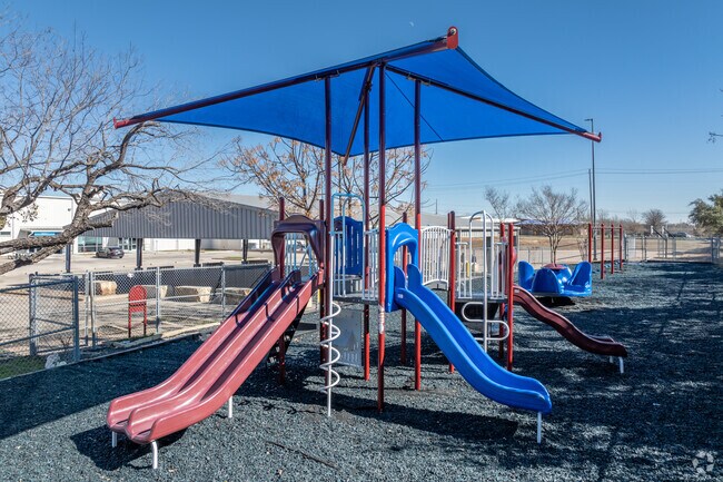 Students can enjoy covered playgrounds on hot days at KIPP Austin Brave.