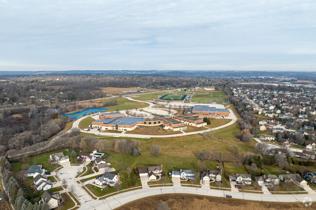 An aerial view of Waukesha West High School.