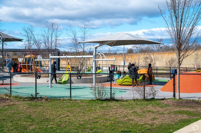 Children love playing on the playground at Kingman and Heritage Islands Park.