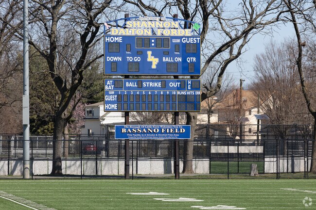 The scoreboard at the playing fields at Lakeview Park in Little Ferry, NJ.