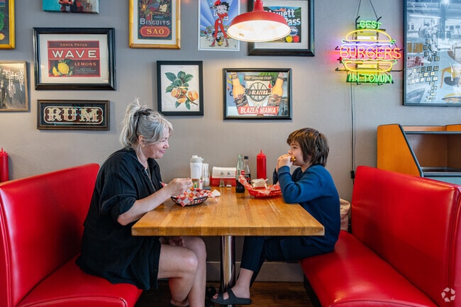 For asian inspired burgers, head to Doinks Burger Joint in Waterloo Arts District.