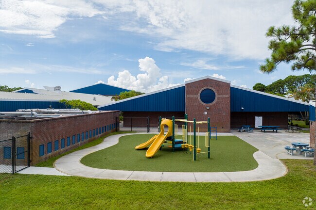 North River Shores Felix Williams Elementary School offers a child themed playground.