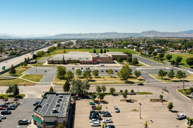 Overview of Elk Ridge Middle School building and grounds in South Jordan, UT.
