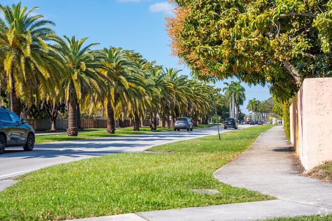 Palm-lined roads add tropical charm to The Hammocks community in Miami-Dade.
