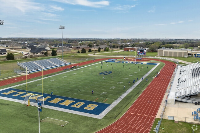Soccer practice at the Sunnyvale High School stadium.