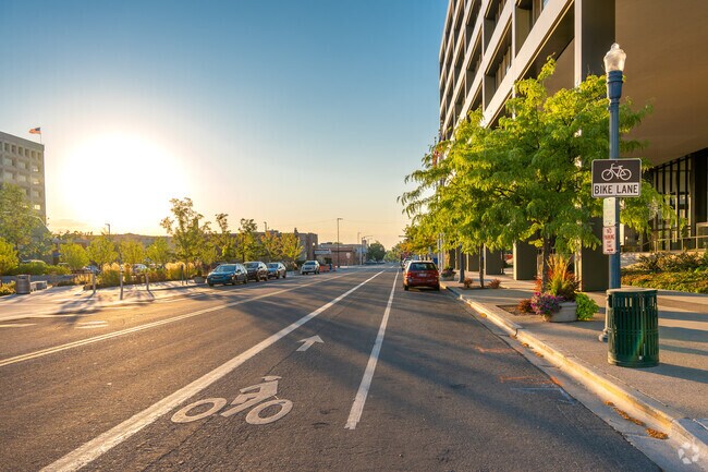 Bicycle lanes provide a safe way to ride through Boise.