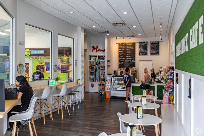 Cattyshack Cafe near Three Oaks offers coffee, pastries, and a playroom to interact with cats.