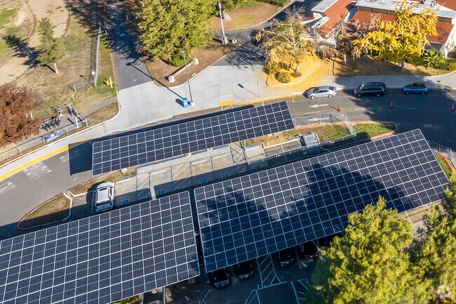 Ralph Waldo Emerson Junior High School has covered parking with solar.