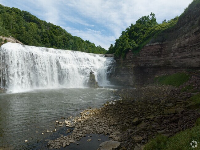 Take in the waterfall at Maplewood Park.