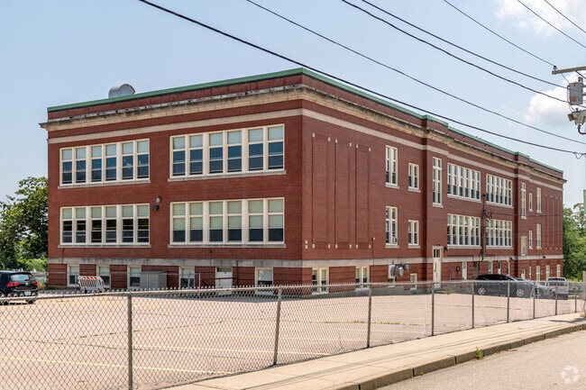 Neoclassical lines are in the back of the James H. Eldridge Elementary School in East Greenwich.