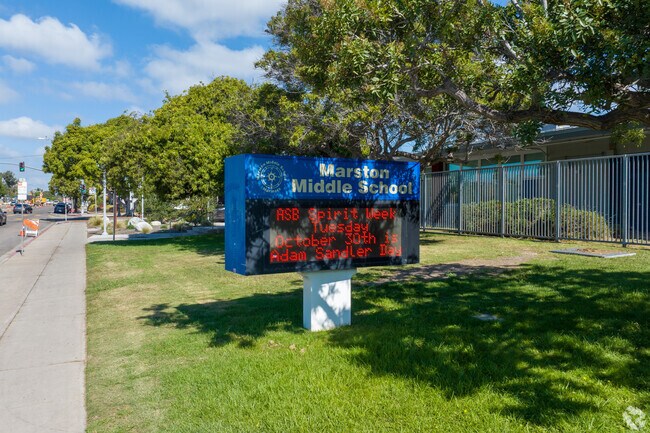 Read up on upcoming events at the information board in front of the Marston Middle School.