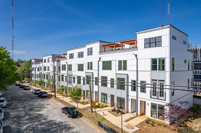 Recently-constructed condos line some of Edgewood's residential streets.