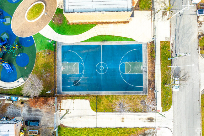 Beidler Elementary School features a basketball court for students.