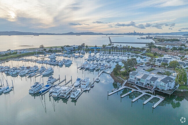 Ballena Bay features an iconic Alameda yacht club and picturesque waterfront properties.