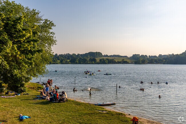 Watch the sun go down along the coast of the Marsh Creek Lake in Marsh Creek State Park.